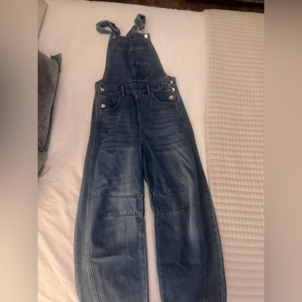 Denim Barrel Overalls Size Small
